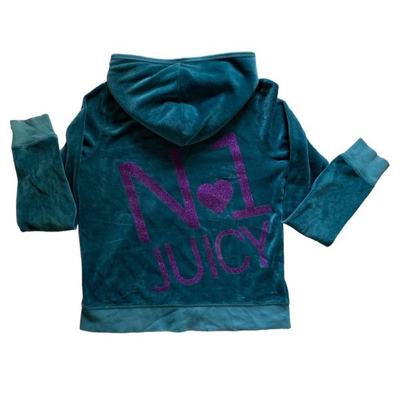 Juicy Couture Tops - Blue Juicy Couture Velour Zip-up Hoodie Size XL